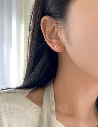 Pair Earring Set Stone Marble Pearl Titanium Mini Earrings