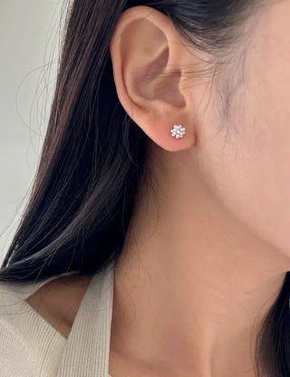 Pair Earring Set Stone Marble Pearl Titanium Mini Earrings