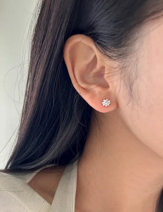 Pair Earring Set Stone Marble Pearl Titanium Mini Earrings