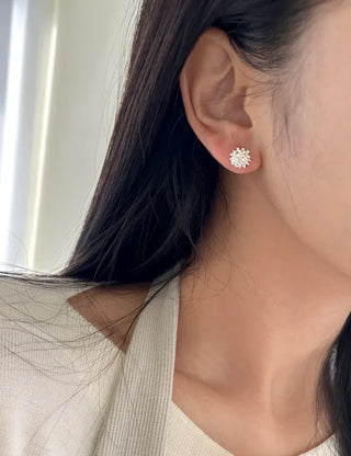 Pair Earring Set Stone Marble Pearl Titanium Mini Earrings