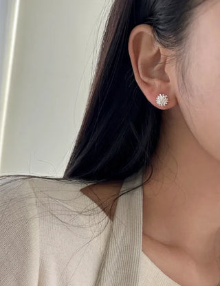 Pair Earring Set Stone Marble Pearl Titanium Mini Earrings