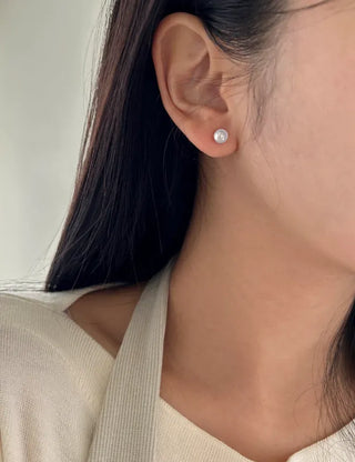 Pair Earring Set Stone Marble Pearl Titanium Mini Earrings