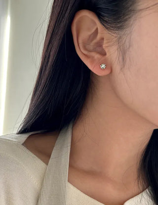 Pair Earring Set Stone Marble Pearl Titanium Mini Earrings