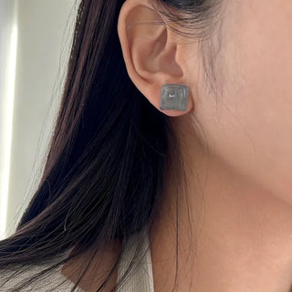 Pair Earring Set Stone Marble Pearl Titanium Mini Earrings
