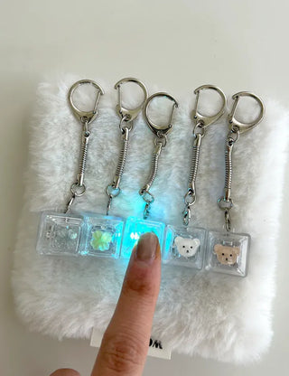 Cute parts keycap keyring teddy bear four-leaf clover keyholder keyboard