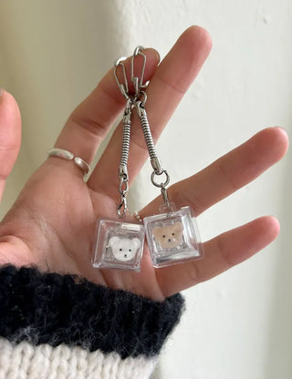 Cute parts keycap keyring teddy bear four-leaf clover keyholder keyboard