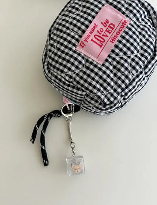 Cute parts keycap keyring teddy bear four-leaf clover keyholder keyboard