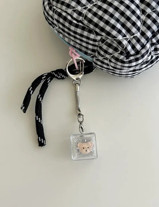 Cute parts keycap keyring teddy bear four-leaf clover keyholder keyboard