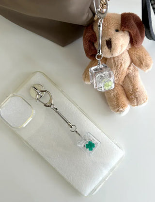 Cute parts keycap keyring teddy bear four-leaf clover keyholder keyboard