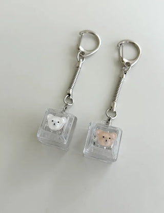 Cute parts keycap keyring teddy bear four-leaf clover keyholder keyboard