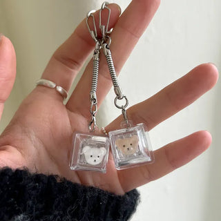 Cute parts keycap keyring teddy bear four-leaf clover keyholder keyboard