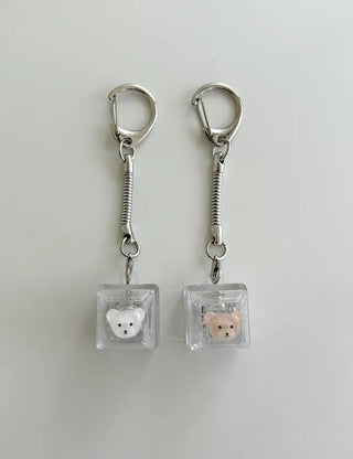 Cute parts keycap keyring teddy bear four-leaf clover keyholder keyboard