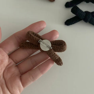 1+1 Brooch Set Knit Ribbon Bag Decor