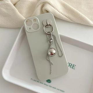 Big Silver Ball Keyring Tag Holder Set