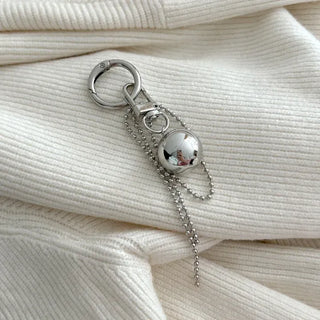 Big Silver Ball Keyring Tag Holder Set