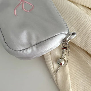 Big Silver Ball Keyring Tag Holder Set