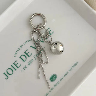 Big Silver Ball Keyring Tag Holder Set