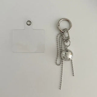 Big Silver Ball Keyring Tag Holder Set