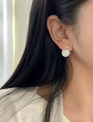 Pair Set Flower Earrings Bell Pearl Titanium Mini