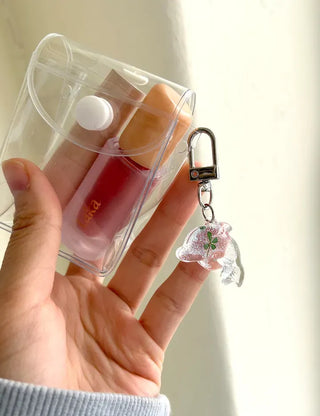 Glitter Four-Leaf Clover Keyring Transparent Acrylic Keyholder