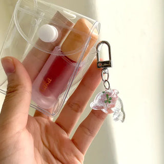 Glitter Four-Leaf Clover Keyring Transparent Acrylic Keyholder
