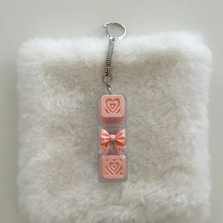 Lovely Keycap Keyring LED Ribbon Pink Heart Keyholder Bag Charm