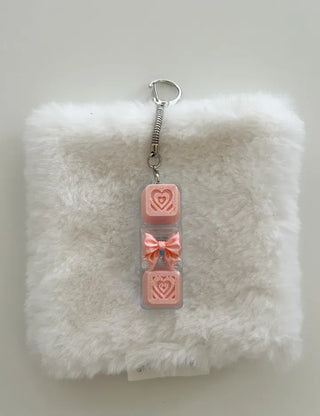 Lovely Keycap Keyring LED Ribbon Pink Heart Keyholder Bag Charm