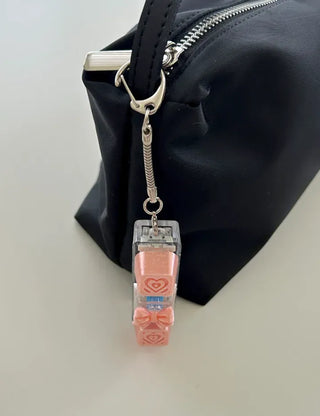 Lovely Keycap Keyring LED Ribbon Pink Heart Keyholder Bag Charm