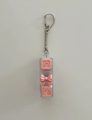 Lovely Keycap Keyring LED Ribbon Pink Heart Keyholder Bag Charm