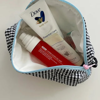 Heart Quilted Pouch Check Fabric Mini Big