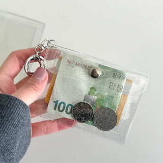 Transparent card wallet keyring PVC transportation card case