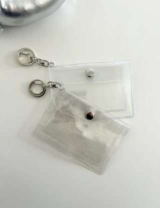 Transparent card wallet keyring PVC transportation card case