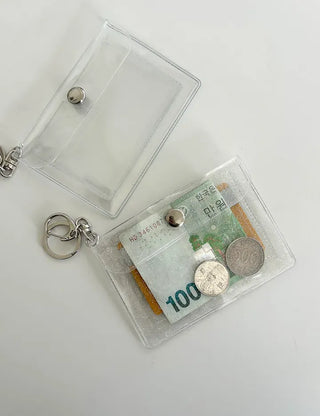 Transparent card wallet keyring PVC transportation card case