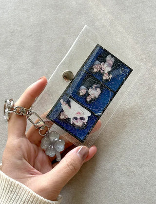 Transparent card wallet keyring PVC transportation card case