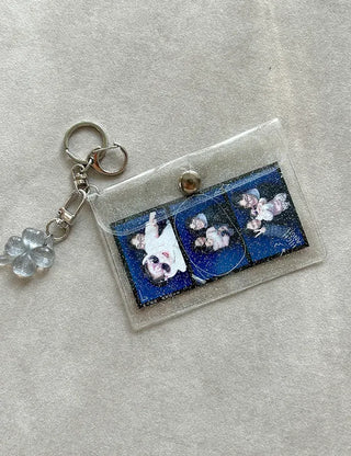 Transparent card wallet keyring PVC transportation card case