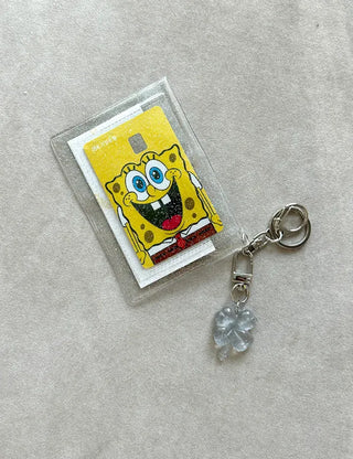 Transparent card wallet keyring PVC transportation card case