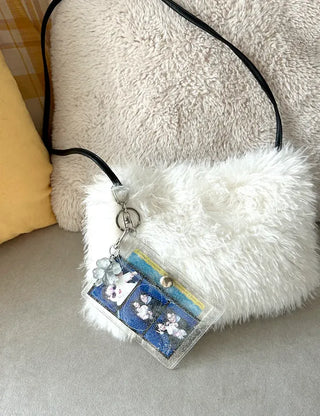 Transparent card wallet keyring PVC transportation card case