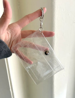 Transparent card wallet keyring PVC transportation card case