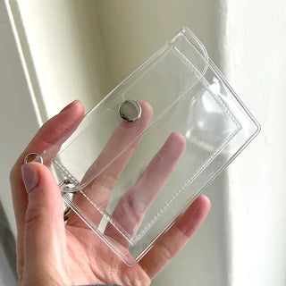 Transparent card wallet keyring PVC transportation card case