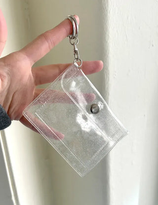 Transparent card wallet keyring PVC transportation card case