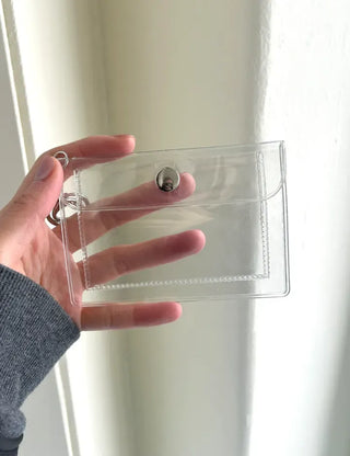 Transparent card wallet keyring PVC transportation card case