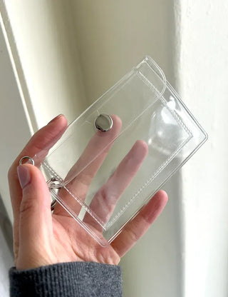 Transparent card wallet keyring PVC transportation card case