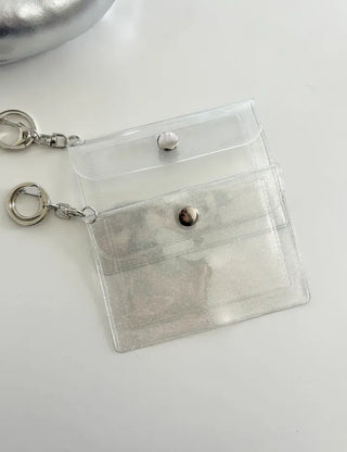 Transparent card wallet keyring PVC transportation card case