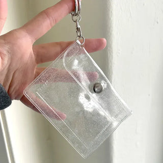 Transparent card wallet keyring PVC transportation card case