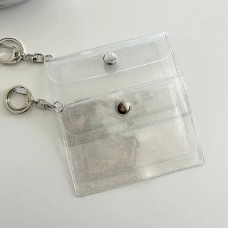 Transparent card wallet keyring PVC transportation card case