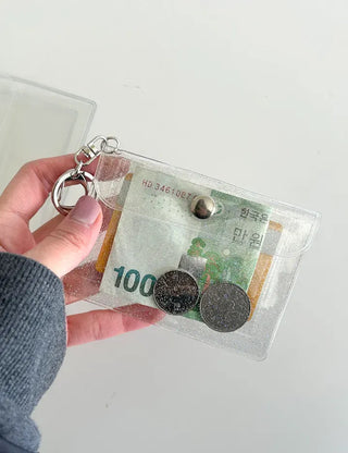 Transparent card wallet keyring PVC transportation card case