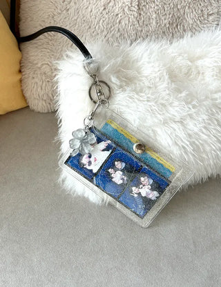Transparent card wallet keyring PVC transportation card case