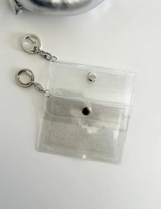 Transparent card wallet keyring PVC transportation card case