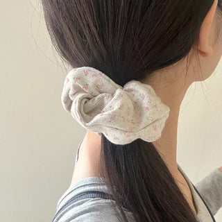 Pink rose scrunchie hair tie ribbed scrunchie band scrunchie