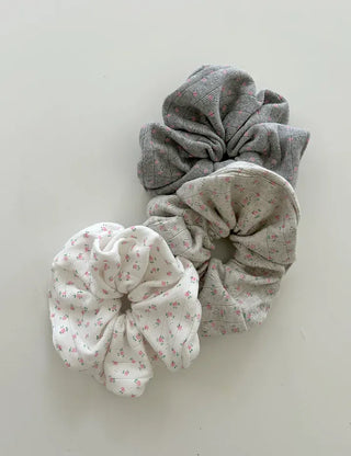 Pink rose scrunchie hair tie ribbed scrunchie band scrunchie